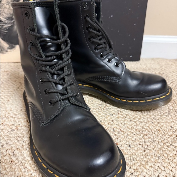 Dr. Martens Black Leather Boots with Yellow Accents - Picture 4 of 6